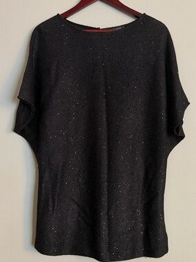 NWT | St John | Black Dolman Caviar Knit Sequin Top | Petite